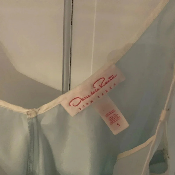 Vintage 90s Light Blue Oscar de la Renta Pink Label Silky Slip Size Small - Picture 4 of 6